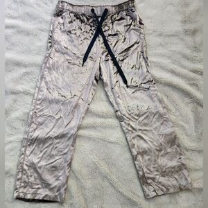 rag & bone Womens Size 2 Cream Crushed Velvet Pants with Black Drawstring.